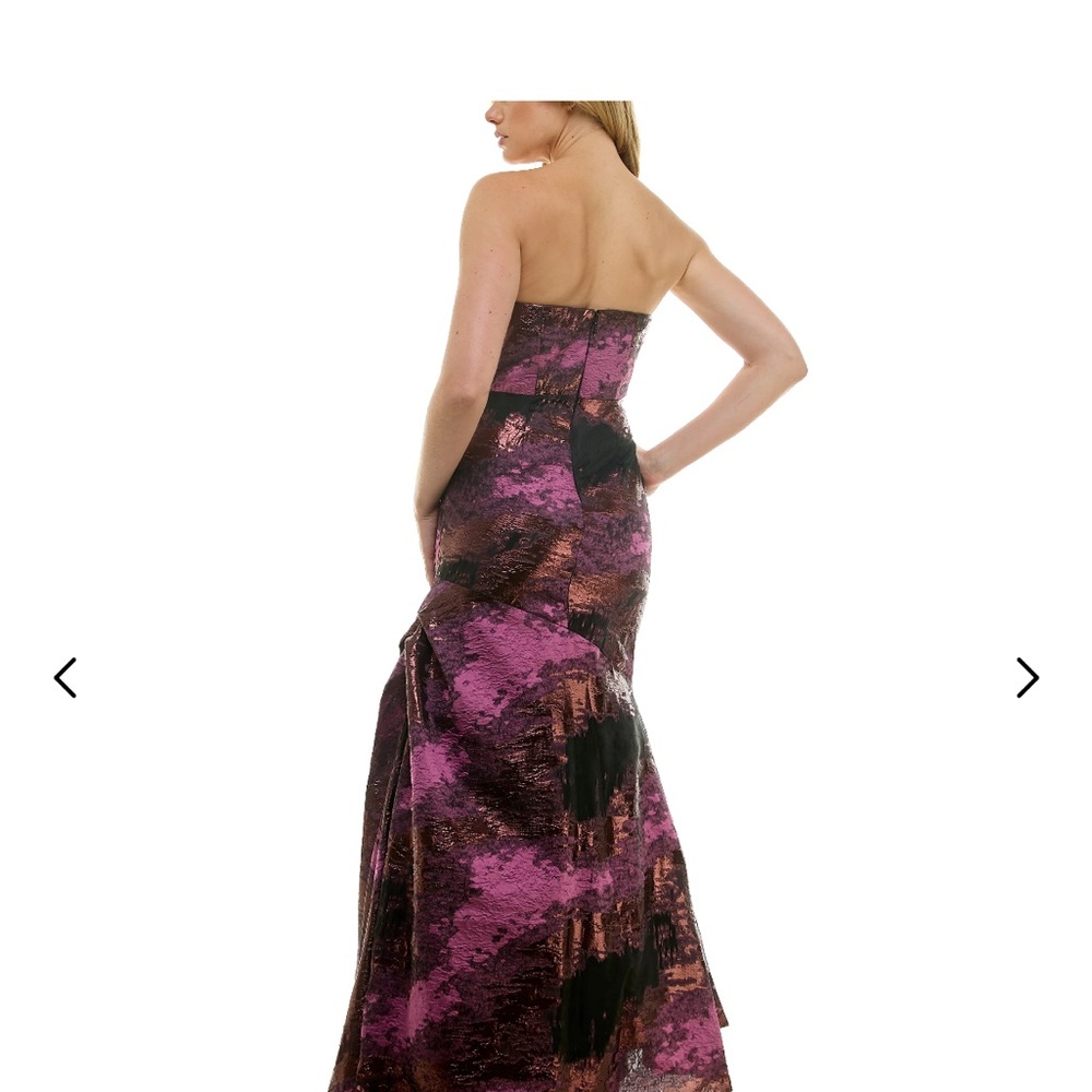 Elegant Strapless Purple and Black Evening Dress